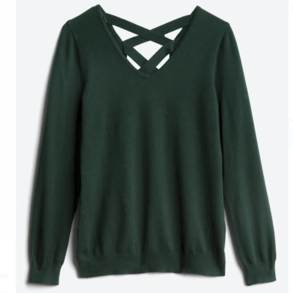 NWT - Back Detail Dark Green Sweater